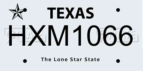 HXM1066 Texas License Plate