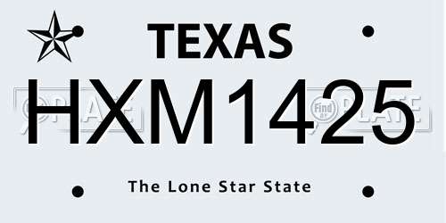 HXM1425 Texas License Plate