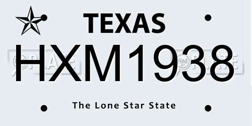 HXM1938 Texas License Plate