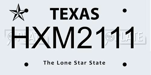 HXM2111 Texas License Plate