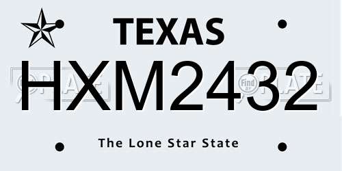 HXM2432 Texas License Plate