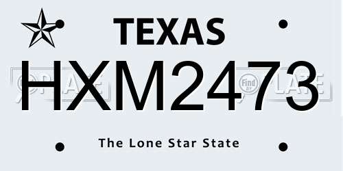 HXM2473 Texas License Plate