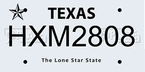 HXM2808 Texas License Plate