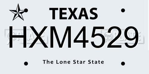 HXM4529 Texas License Plate