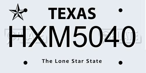 HXM5040 Texas License Plate