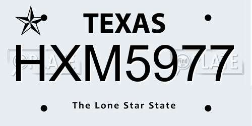 HXM5977 Texas License Plate