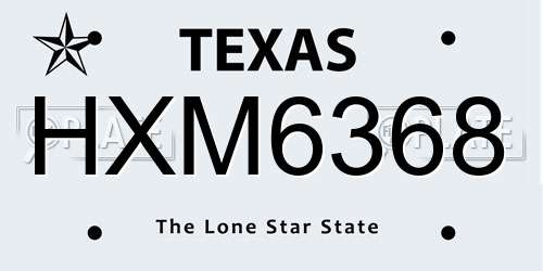 HXM6368 Texas License Plate