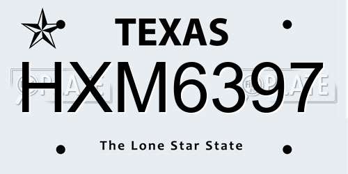 HXM6397 Texas License Plate