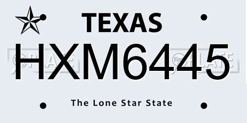 HXM6445 Texas License Plate