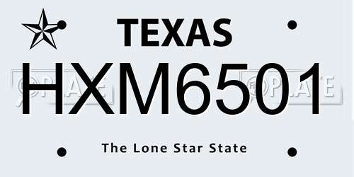 HXM6501 Texas License Plate