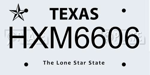 HXM6606 Texas License Plate
