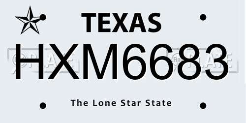 HXM6683 Texas License Plate