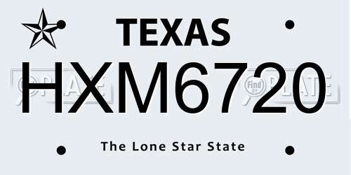 HXM6720 Texas License Plate