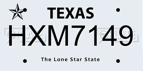 HXM7149 Texas License Plate