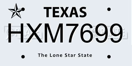 HXM7699 Texas License Plate