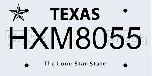 HXM8055 Texas License Plate