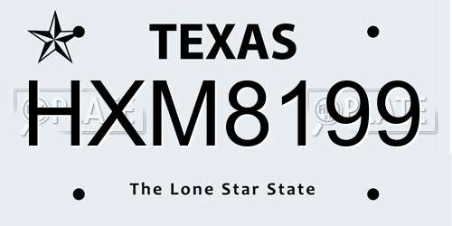 HXM8199 Texas License Plate
