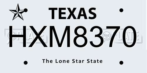 HXM8370 Texas License Plate