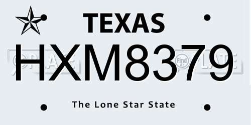 HXM8379 Texas License Plate