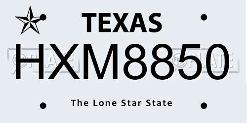 HXM8850 Texas License Plate
