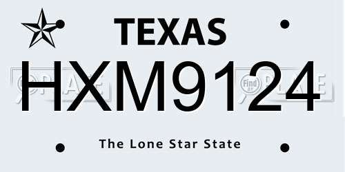 HXM9124 Texas License Plate