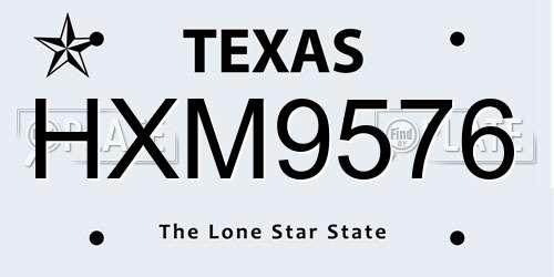 HXM9576 Texas License Plate