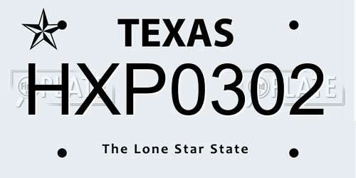 HXP0302 Texas License Plate