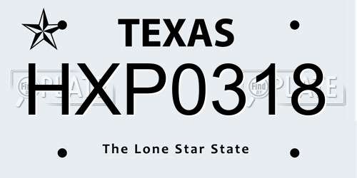 HXP0318 Texas License Plate