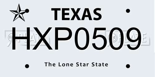 HXP0509 Texas License Plate