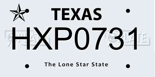 HXP0731 Texas License Plate