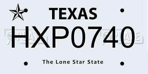 HXP0740 Texas License Plate