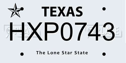 HXP0743 Texas License Plate