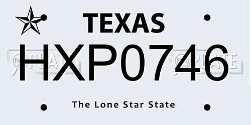 HXP0746 Texas License Plate