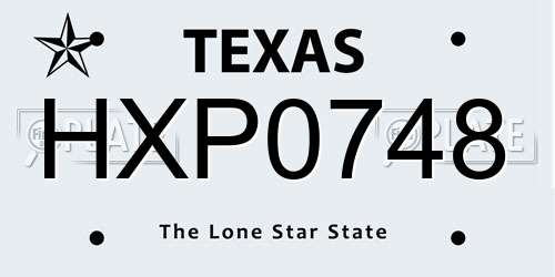 HXP0748 Texas License Plate