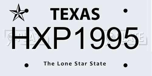 HXP1995 Texas License Plate