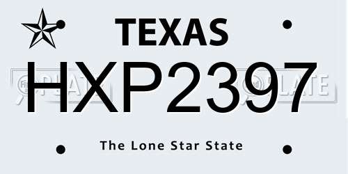 HXP2397 Texas License Plate