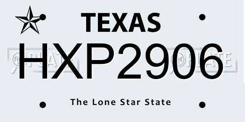 HXP2906 Texas License Plate