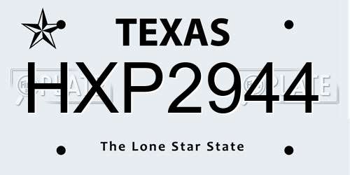 HXP2944 Texas License Plate