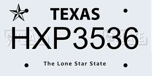 HXP3536 Texas License Plate