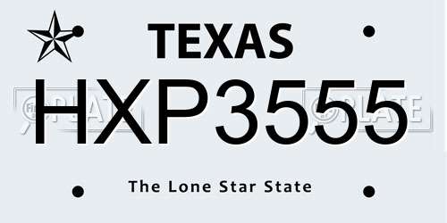 HXP3555 Texas License Plate