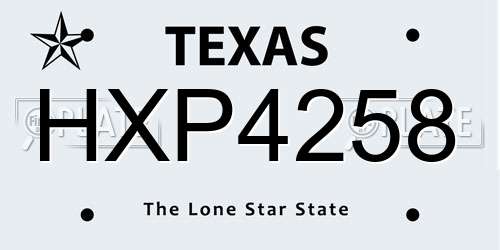 HXP4258 Texas License Plate