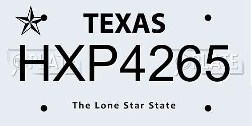HXP4265 Texas License Plate