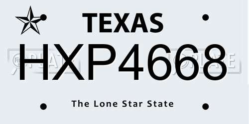HXP4668 Texas License Plate