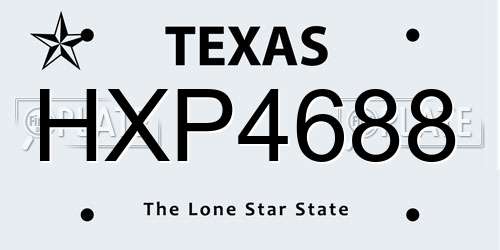 HXP4688 Texas License Plate