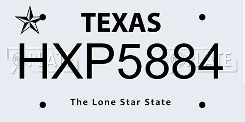 HXP5884 Texas License Plate