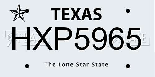 HXP5965 Texas License Plate