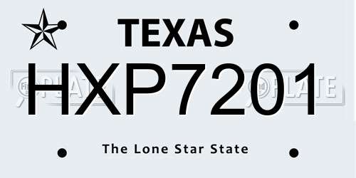HXP7201 Texas License Plate
