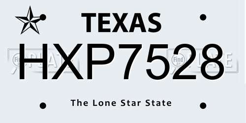HXP7528 Texas License Plate
