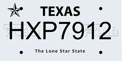 HXP7912 Texas License Plate