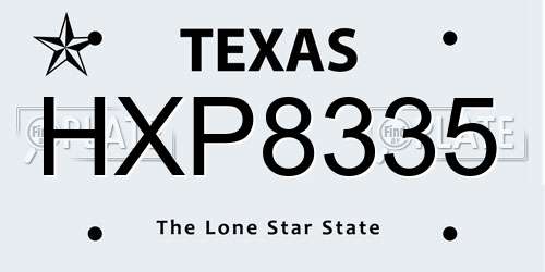 HXP8335 Texas License Plate